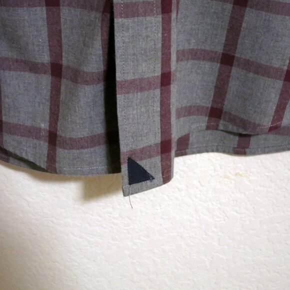 UNTUCKit Shirt Mens Large Long Sleeve Button Gray Maroon Stripes - Picture 5 of 6